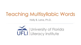 Teaching Multisyllabic Words