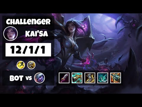 Kai'Sa Bot Lane 11.6 Challenger Gameplay Replay S11 (12/1/1) - OCE