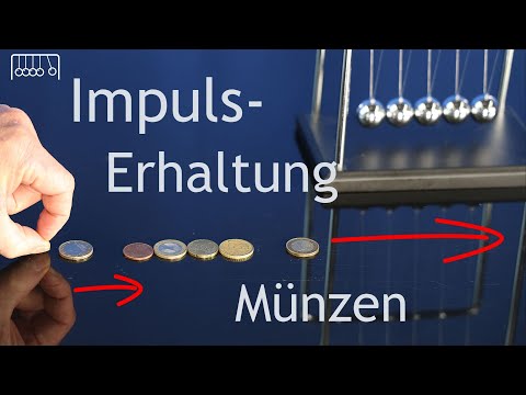 Impulserhaltung beim Stoß von Münzen, ohne Kugeln; Physik Mechanik