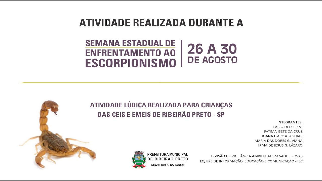 Atividade Lúdica sobre Medidas Preventivas de Controle de Escorpião.