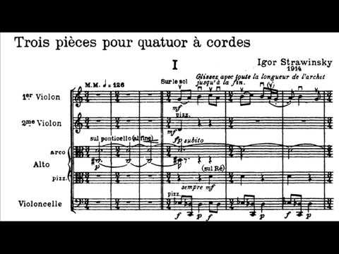 Igor Stravinsky - Three Pieces for String Quartet (1914/18) [Score-Video]