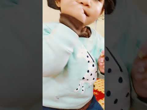 little ASHVIKA is vry hungry nd eating some fruits (Guava)yummm