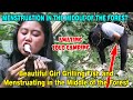 Girl Menstruating In The Forest While Grilling Delicious Fish Solo Camping