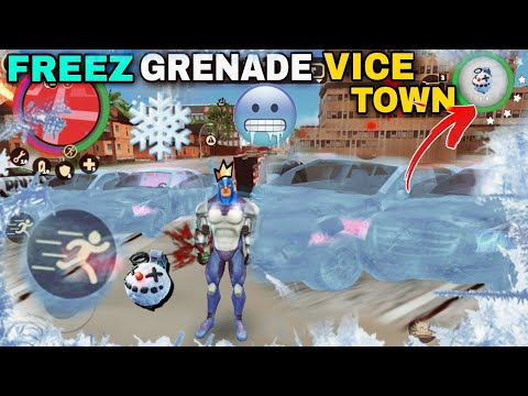 FREEZ GRENADE IN ROPE HERO VICE TOWN || FREEZ THE CITY WITH FREEZ GRENADE ROPE HERO || NEW UPDATE