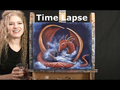 TIME LAPSE - Learn How to Paint "DRAGON DREAM" with Acrylic - Inspiring Step by Step Painting Lesson