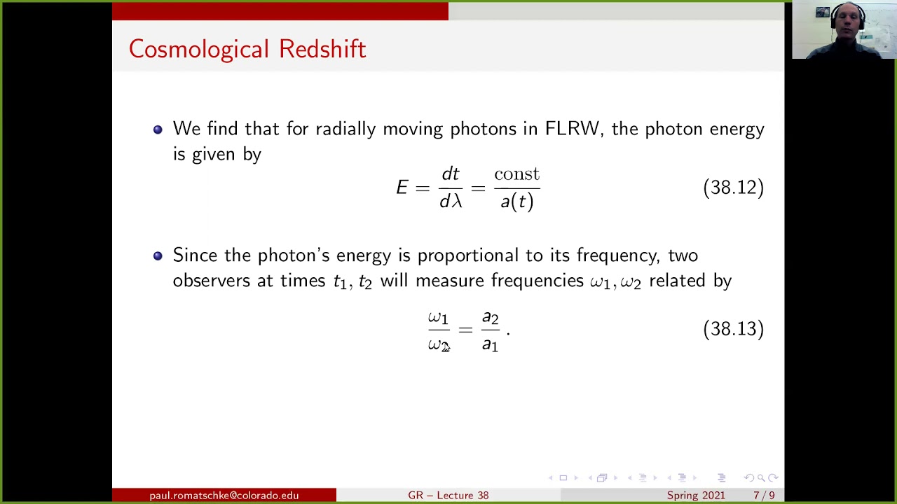 GR lecture39: Cosmological Redshift
