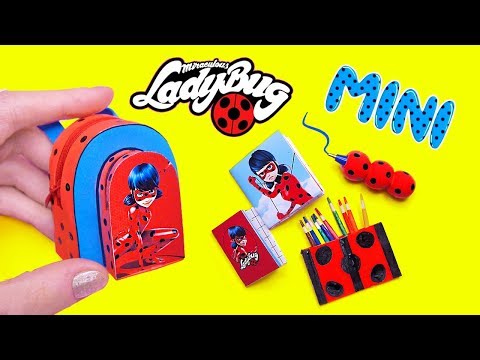 DIY Miniature MIRACULOUS LADYBUG School Supplies - Backpack, Notebook ~ Idea by Alexa DIYS & CRAFTS Video