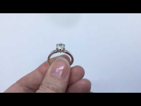 White Topaz Ring, .93 Carats, 6mm Round, Sterling Silver, Size 6