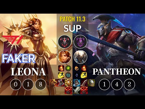 T1 Faker Leona vs Pantheon Sup - KR Patch 11.3