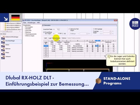 Dlubal RX-HOLZ DLT - Einführungsbeispiel zur Bemessung eines Durchlaufträgers