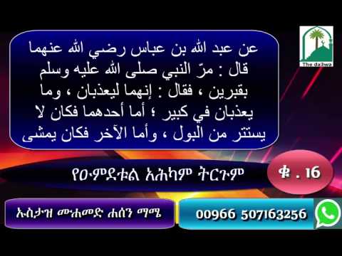 umdetul ahkam amharic የዑምደቱል አሕካም ትርጉም ቁ . 16 شرح عمدة الاحكام باللغة الامهرية