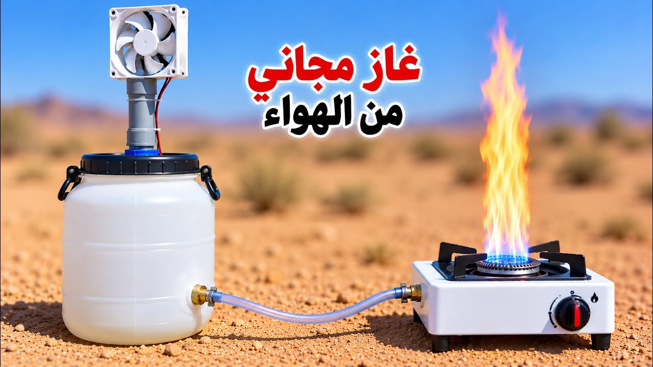 حصلت على غاز مجاني من الهواء للطبخ والتدفئة…وداعا لقنينات الغاز 