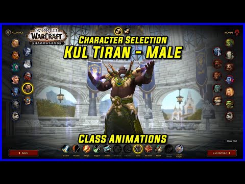 WoW Class Animations - Kul Tiran Male - WoW Shadowlands  Character Creation Screen