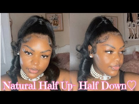 HALF UP - HALF DOWN ON NATURAL HAIR | QUICK & EASY...