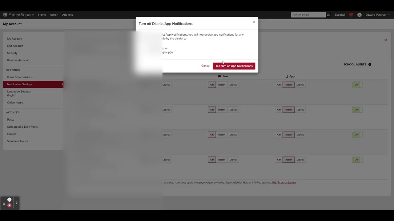 ParentSquare Notification Settings