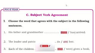 2nd PUC English workbook key answers. subject verb agreement.@learneasilyhub
