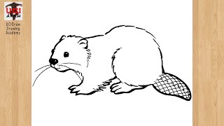 How to Draw a Beaver Drawing Easy Sketch & Outline Step by Step for Beginners | Beaver's Art