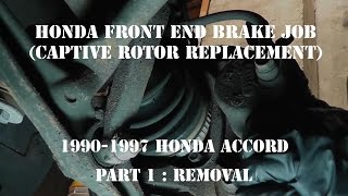 1990-1997 Accord Brake Job (Captive Rotor Replacement) Hub Over Rotor Part 1