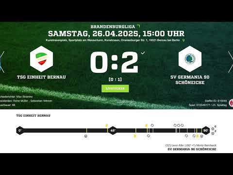 TSG Einheit Bernau - SV Germania 90 Schöneiche 0:2 (0:1)