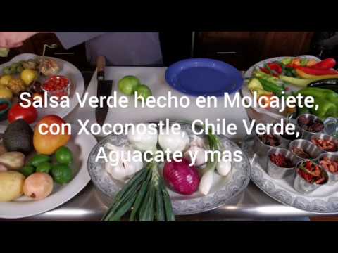 Cómo hacer Salsa de Chile Verde en Molcajete Mexicano, con Tomatillos, Xoconostle, Aguacate y más