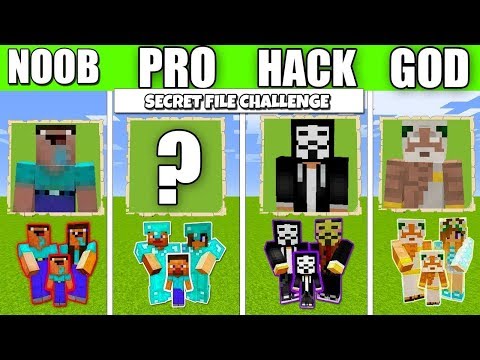 Minecraft Battle : SECRET FILE FAMILY CRAFTING CHALLENGE - NOOB vs PRO vs HACKER Minecraft Animation