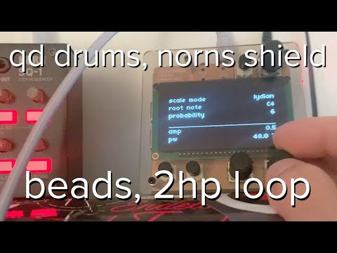 qd drums, norns shield, beads, and 2hp loop