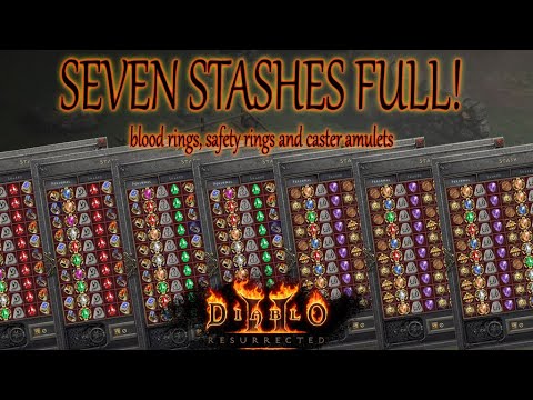 7 STASHES FULL OF CRAFT RECIPIES! CASTER AMULETS, BLOOD RINGS AND SAFETY RINGS DIABLO 2 RESURRECTED