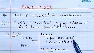 What is PL/SQL? Full Explanation (Hindi) | CRUD Operations