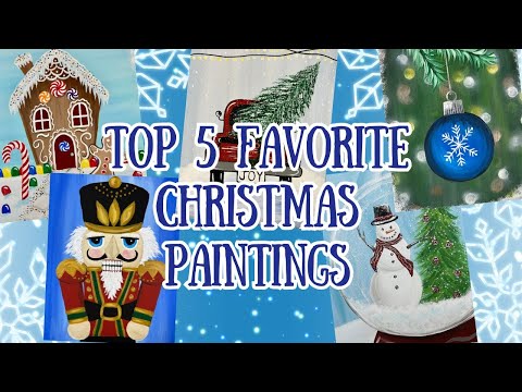 Top 5 Favorite Beginner Christmas Paintings | Step by Step Acrylic Painting Tutorials