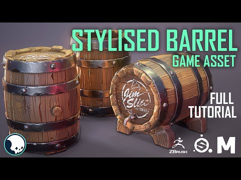 STYLISED BARREL Game Asset (FULL VERSION) -Maya-Zbrush-Substance Painter