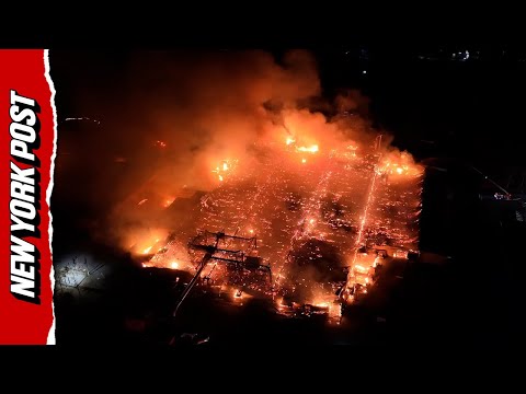 INSANE Drone Footage Shows Massive Fire Engulfing Virginia Timber Plant