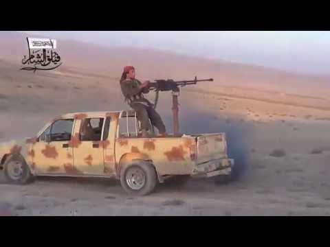 التصدي لرتل قوات النظام المتقدم باتجاه خط الغاز العربي في منطقة المحسة في حمص بواسطة الرشاشات الثقيلة من قبل لواء شهداء القريتين
