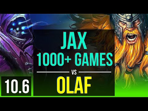 JAX vs OLAF (JUNGLE) | 2.2M mastery points, 1000+ games, KDA 6/1/6 | KR Diamond | v10.6