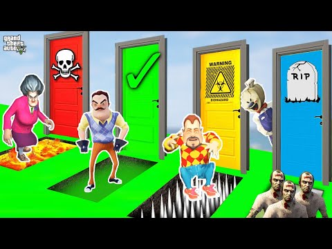 TUZAKLI ÖLÜM ve YAŞAM KAPILARI 😱 GTA 5  Hello Neighbor - Scary Teacher Dark Riddle Kapılar