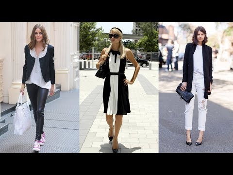 COMBINACIONES DE ROPA DE MODA elegante y fina para damas EN BLANCO Y NEGRO