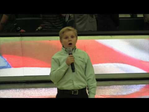 Brogan Hall sings the National Anthem