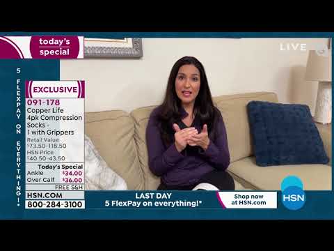 Copper Life 4pack Women's Ankle Socks  1 with Grippers