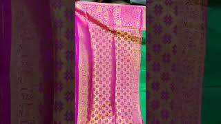 Parrot green saree with pink border online