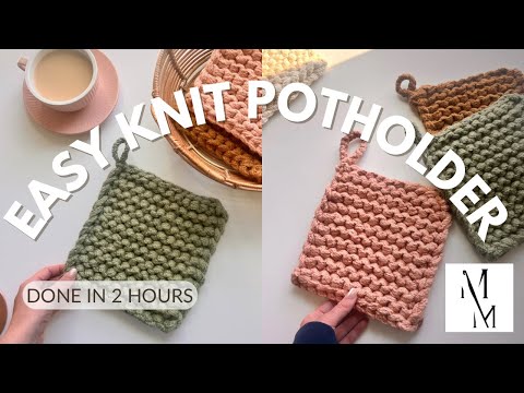 Easy Knit Potholder Step by Step Video Tutorial- The Candor Potholder Knitting Pattern