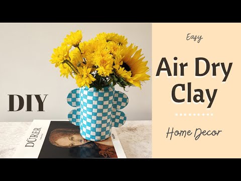 How to Make Waterproof Flower Pot With Air Dry Clay | DIY Project | گلدان سرامیکی با خمیر هوا خشک
