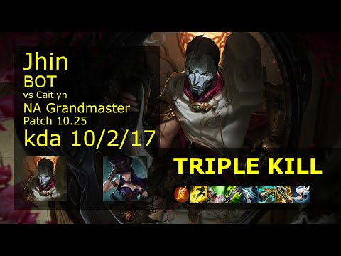 Jhin ADC vs Caitlyn - NA Grandmaster 10/2/17 Patch 10.25 Gameplay