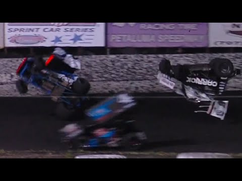 Tanner Carrick and Chase Majdic flip on opening lap at Petaluma April 11th 2021