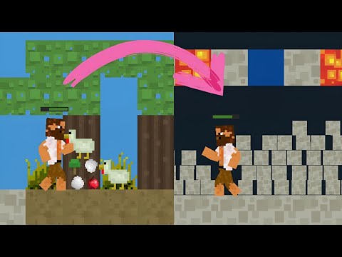Stickman VS Multicraft: block skyland survival 2D - blockman skyblock - gameplay wolkthough (Day 1-2