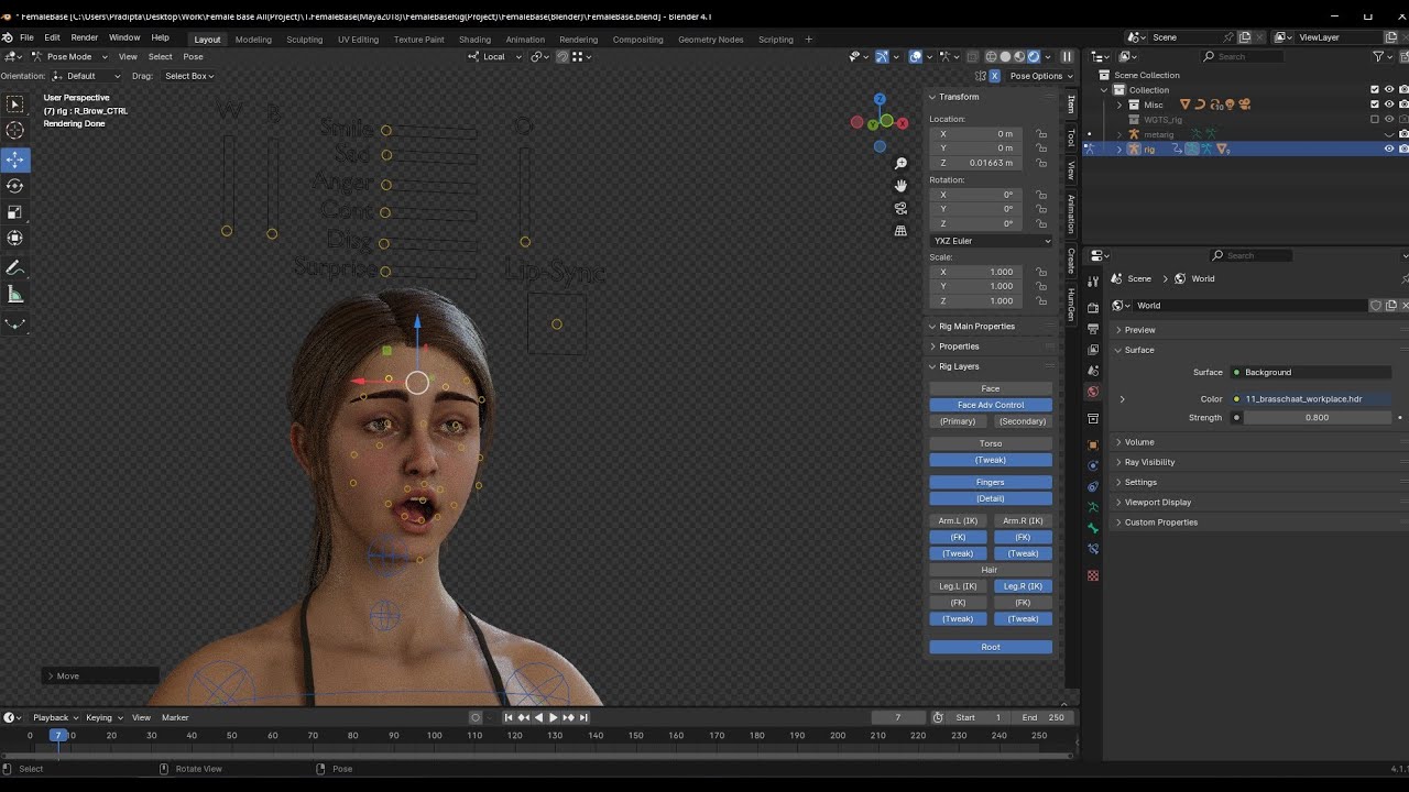 Female Base Model Full Rig 3D Model