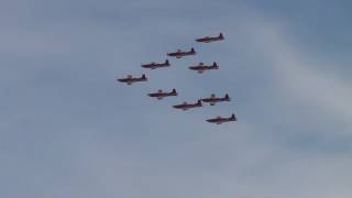 preview picture of video 'Rehearsal Swiss Air Force PC-7 Team @ Florennes Air Show Arrivals Spottersday 22-06-2012'