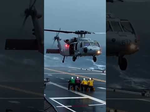US Navy MH-60 Seahawk Rough Sea Landing | Extreme Flight Deck Ops #military