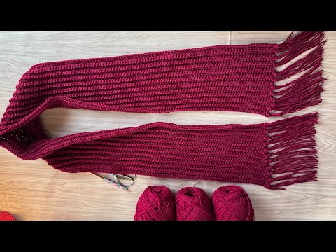 How to Crochet Mikasa Scarf 🧣 crochet scarf tutorial for beginners. #crochetscarf