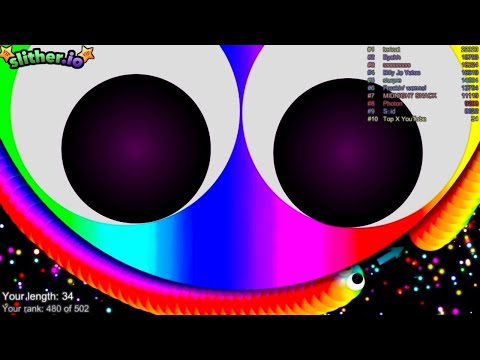 Slither.io Online - Rainbow Tiny Snake vs Giant Pro Snakes - Best Epic Slitherio Gameplay