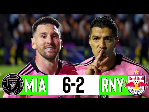 Lionel Messi's Incredible Five Assist & Luis Suarez Magical Hattrick vs NY Red Bulls