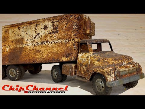 1955 Tonka Green Giant Brand Green Bean Semi Truck and Trailer Restoration